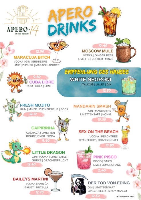 Apero Drinks — Cocktailkarte